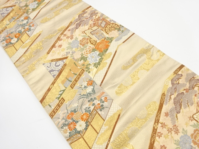 桃山屏風図織り出し　袋帯